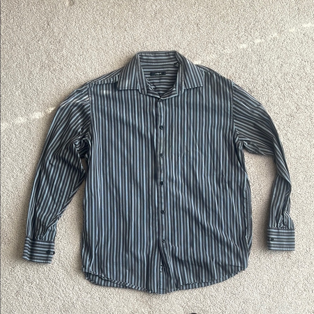 Alfani Blue Casual Button Down Shirt